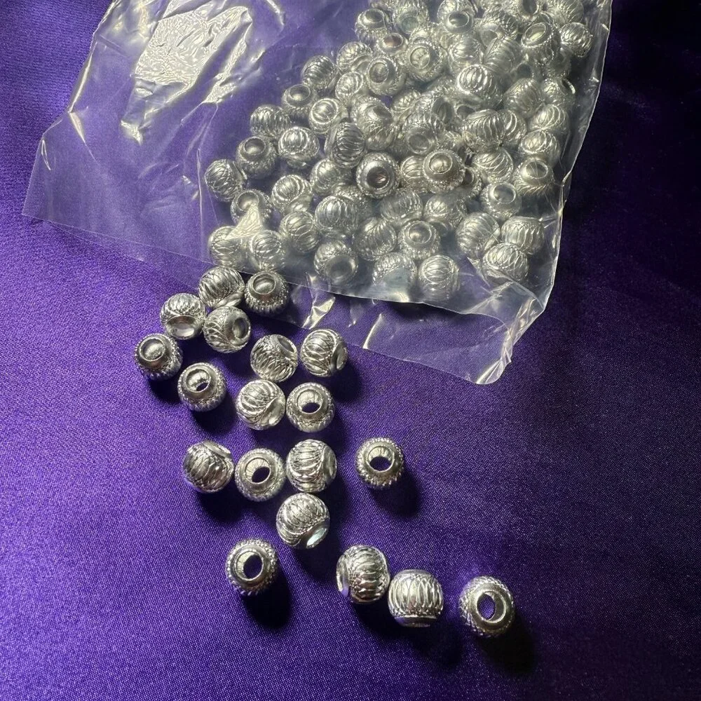 NEW📌 100 Aluminium Round bead 9mm Silver color for Jewelry Making - Craft